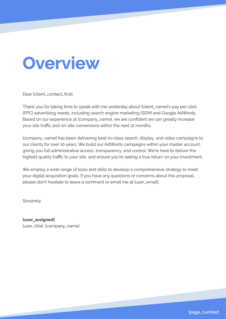 AdWords & PPC Proposal Template